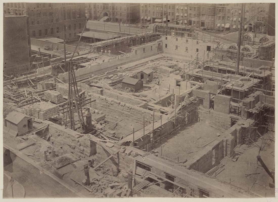 View of site from S.S. Pierce Building, construction of the McKim Building