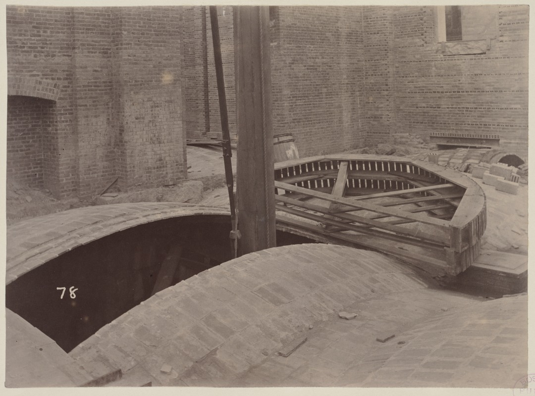 Guastavino tile vaults in corner room at Boylston and Dartmouth Streets, construction of the McKim Building