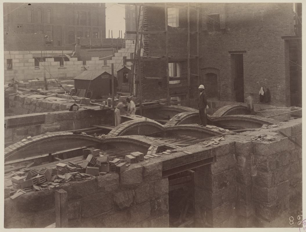 Guastavino tile vaults under lobby south of Entrance Hall, construction of the McKim Building