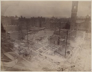 View of site from S.S. Pierce Building, construction of the McKim Building