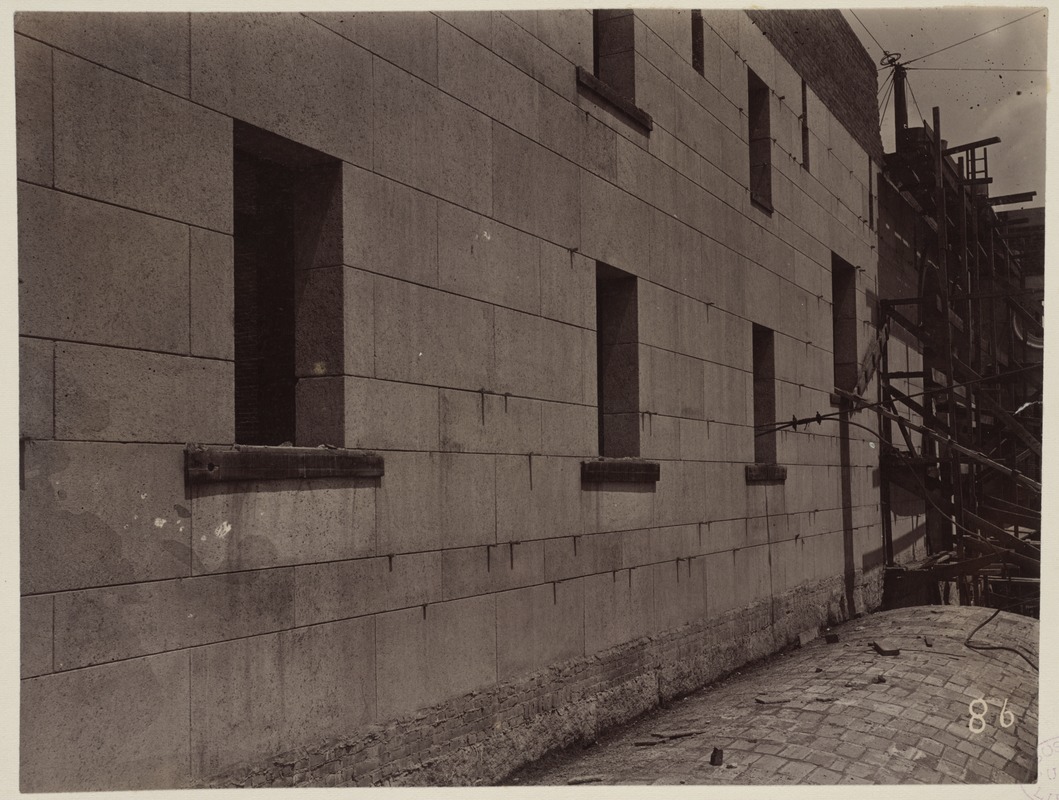 North wall of Courtyard, construction of the McKim Building