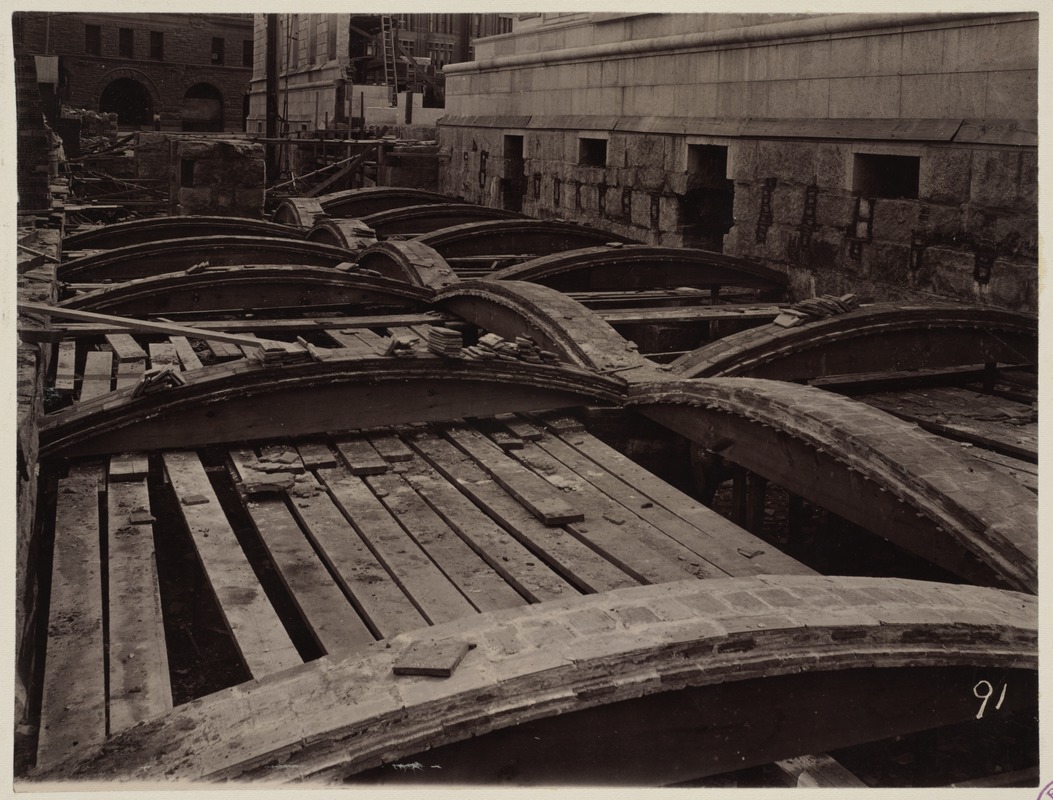 Guastavino tile arches, Dartmouth Street side, construction of the McKim Building