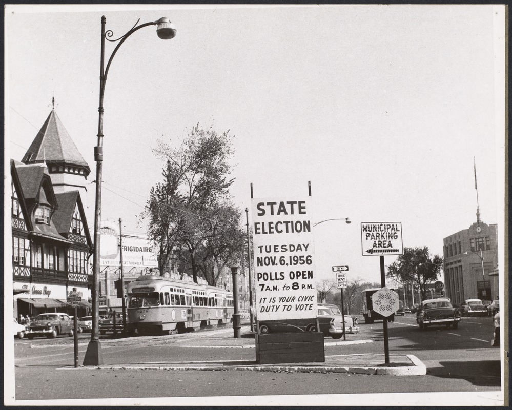 Beacon St at Coolidge Corner election sign