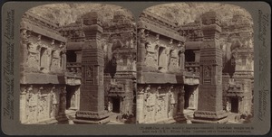 Beautiful temple cut out of the solid rock, Ellora, India