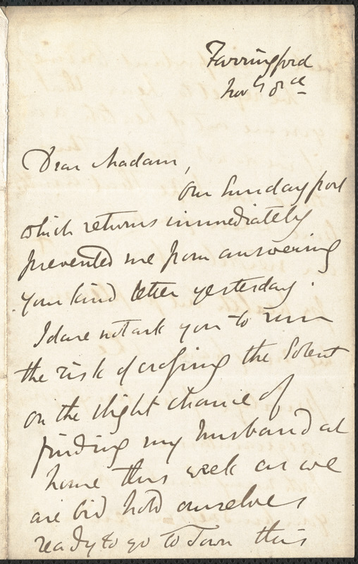 Emily Tennyson autograph letter signed to Mrs. Gatty, Farringford, [Isle of Wight], 8 November 1858
