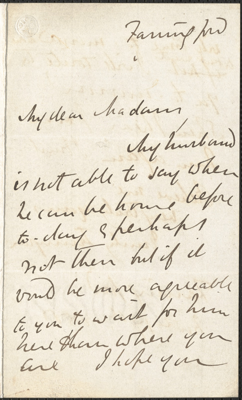 Emily Tennyson autograph letter signed to Mrs. Gatty, Farringford, [Isle of Wight], 17 November 1858