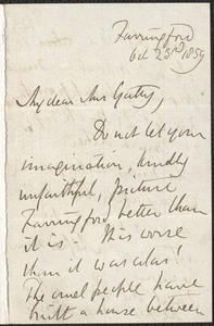 Emily Tennyson autograph letter signed to Mrs. Gatty, Farringford, [Isle of Wight], 23 October 1859