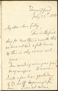 Emily Tennyson autograph letter signed to Mrs. Gatty, Farringford, [Isle of Wight], 25 July 1860