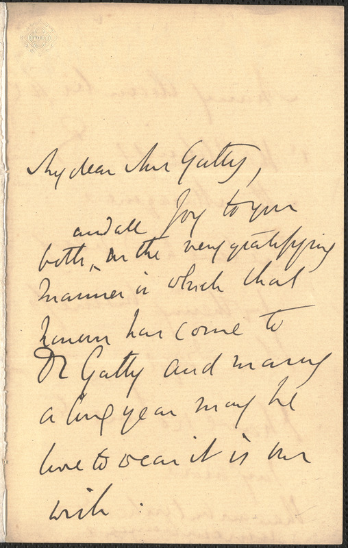 Emily Tennyson autograph letter signed to Mrs. Gatty, Farringford, [Isle of Wight], 22 November 1860