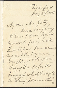 Emily Tennyson autograph letter signed to Mrs. Gatty, Farringford, [Isle of Wight], 25 January 1861