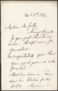 Emily Tennyson autograph letter signed to Mrs. Gatty, Farringford, [Isle of Wight], 6 December 1864