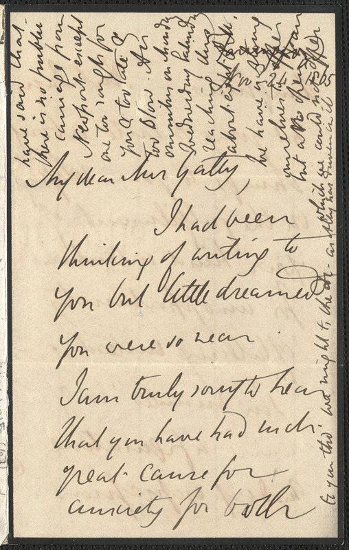 Emily Tennyson autograph letter signed to Mrs. Gatty, Farringford, [Isle of Wight], 24 November 1865