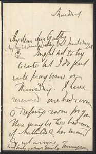 Emily Tennyson autograph letter signed to Mrs. Gatty, [Farringford, Isle of Wight], [December 1865?]