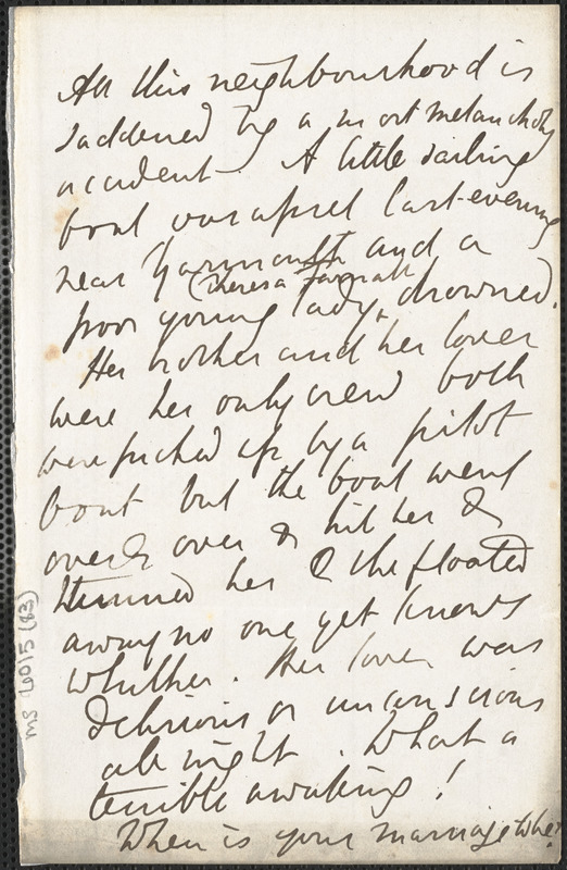 Emily Tennyson autograph letter signed (incomplete)