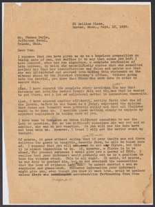 Sacco-Vanzetti Case Records, 1920-1928. Defense Papers. Western Mob: Moore to Doyle, September 13, 1922. Box 5, Folder 25, Harvard Law School Library, Historical & Special Collections