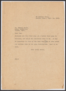 Sacco-Vanzetti Case Records, 1920-1928. Defense Papers. Western Mob: Moore to Doyle (enclosures). Box 5, Folder 26, Harvard Law School Library, Historical & Special Collections