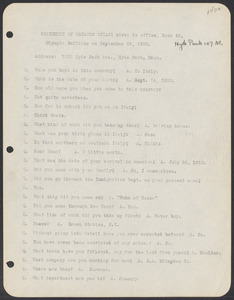 Sacco-Vanzetti Case Records, 1920-1928. Defense Papers. Materials re: Orciani, Boda, Coacci, Carbonieri, Bostock, Manning, Ray: Statement of Recardo Orciani (interview), September 29, 1920. Box 5, Folder 50, Harvard Law School Library, Historical & Special Collections