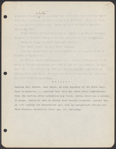 Sacco-Vanzetti Case Records, 1920-1928. Defense Papers. Materials re: Orciani, Boda, Coacci, Carbonieri, Bostock, Manning, Ray: Typed notes re: Constable Laughton, n.d. Box 5, Folder 64, Harvard Law School Library, Historical & Special Collections
