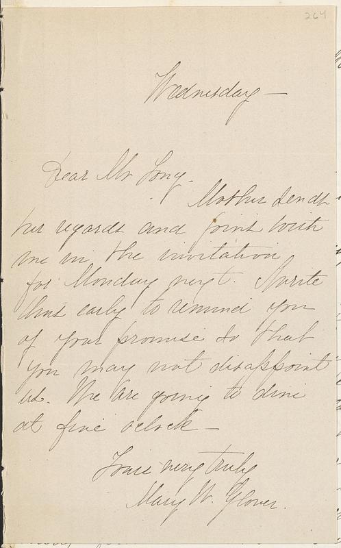 Letter from Mary W. Glover to John D. Long