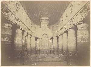 Interior of Buddhist chaitya hall, Cave XIX, Ajanta