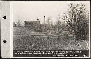 Views of Dane Property, Chestnut Hill Site, Newton Cemetery Site, Boston College Site, looking northerly showing drainage conditions of spoil area on Dane property, Chestnut Hill, Brookline, Mass., Mar. 27, 1942