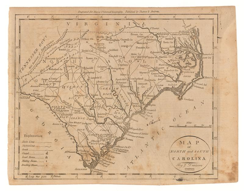 Map of North and South Carolina