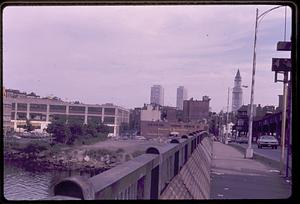 Boston skyline from Charles River Bridge Boston North End