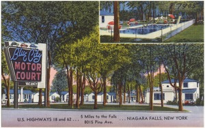 Blue City Motor Court. U.S. Highways 18 and 62, 5 miles to the falls, 8015 Pine Ave. Niagara Falls, New York