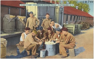 C. M. T. Camp, "students on kitchen police", Plattsburgh, N. Y.