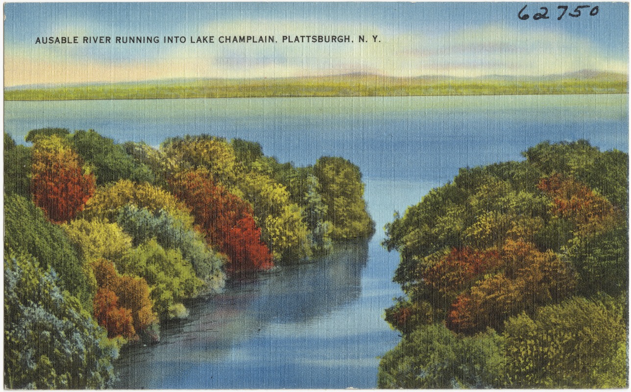 Ausable River running into Lake Champlain, Plattsburgh, N. Y.