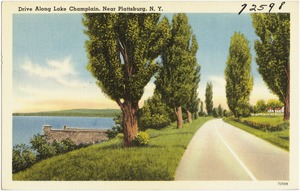 Drive along Lake Champlain, near Plattsburg, N. Y.