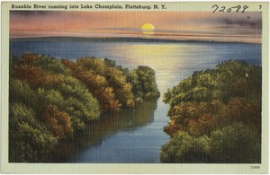 Ausable River running into Lake Champlain, Plattsburg, N. Y.