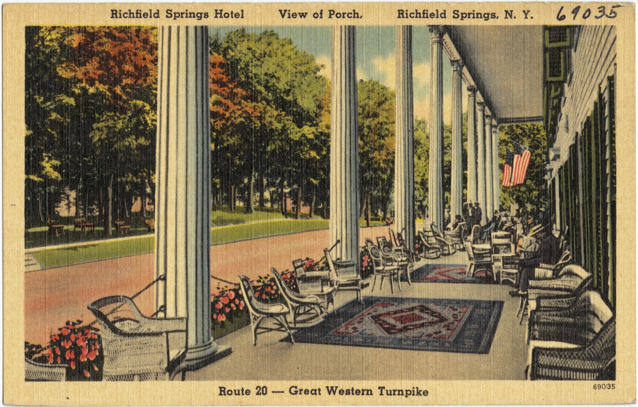 Richfield Springs Hotel, view of porch, Richfield Springs, N. Y