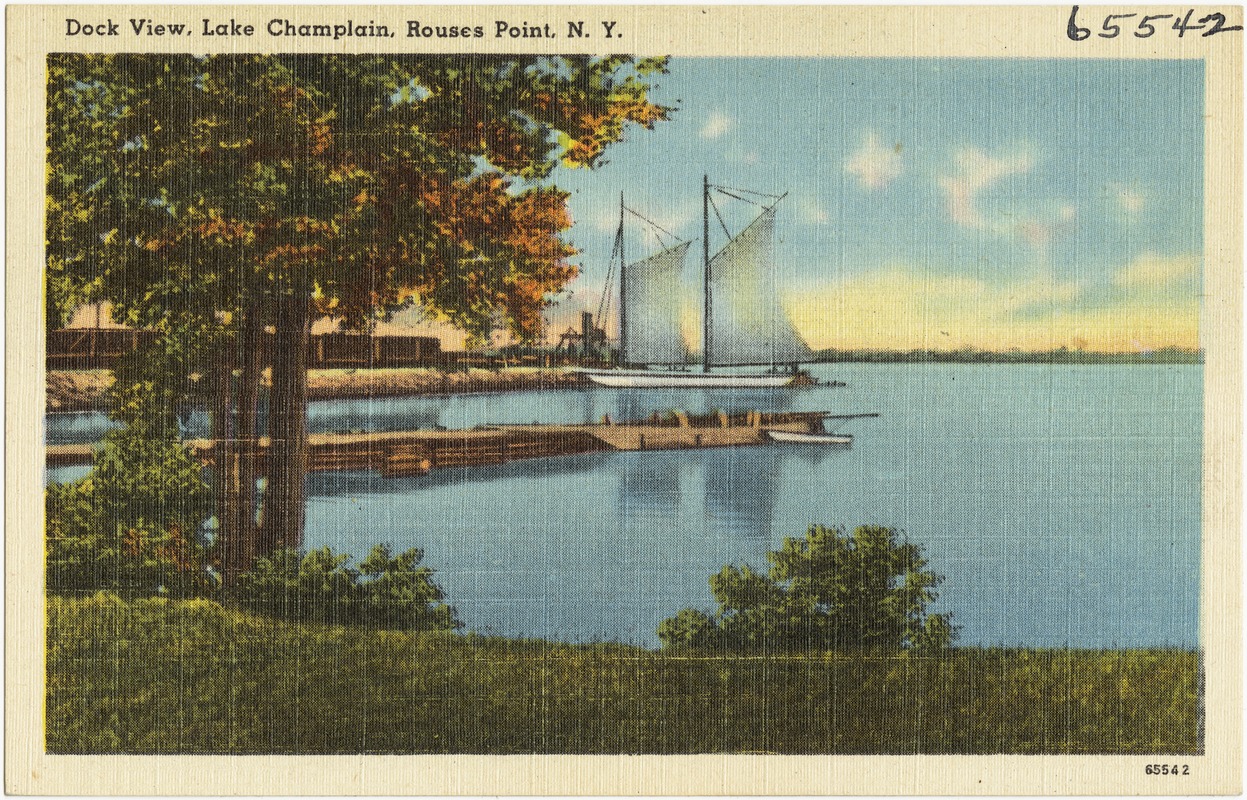 Dock view, Lake Champlain, Rouses Point, N. Y. - Digital Commonwealth