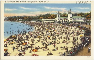 Boardwalk and beach, "Playland", Rye, N. Y.