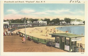 Boardwalk and beach, "Playland", Rye, N. Y.