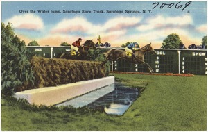 Over the water jump, Saratoga Race Track, Saratoga Springs, N. Y.