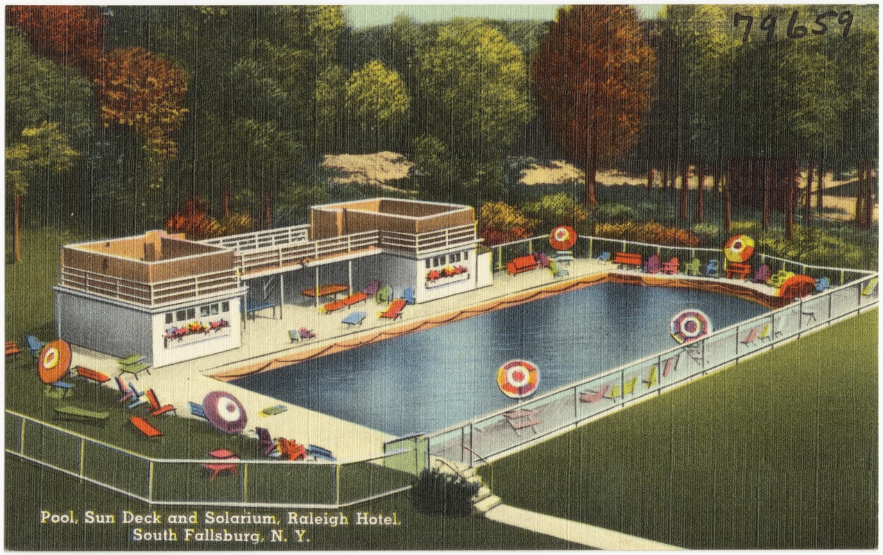 Pool, sun deck and solarium, Raleigh Hotel, South Fallsburg, N. Y.