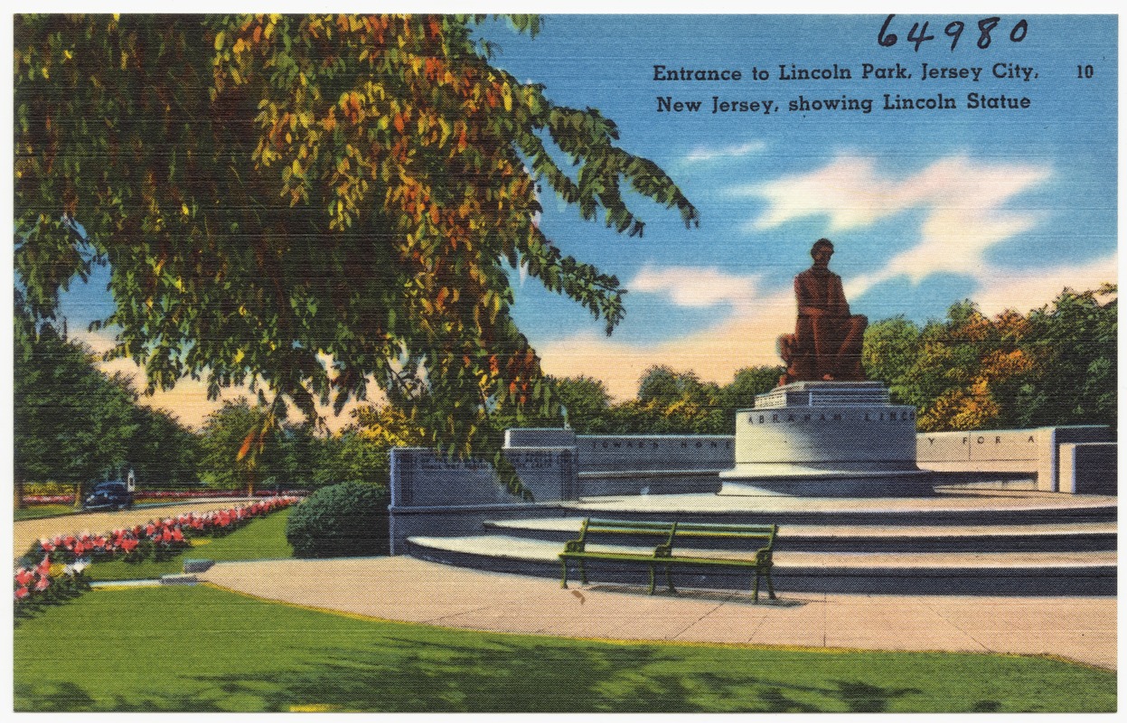 Entrance to Lincoln Park, Jersey City, New Jersey, showing Lincoln