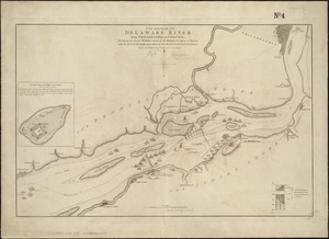The course of Delaware River from Philadelphia to Chester, exhibiting the several works erected by the rebels to defend its passage, with the attacks made upon them by His Majesty's land & sea forces