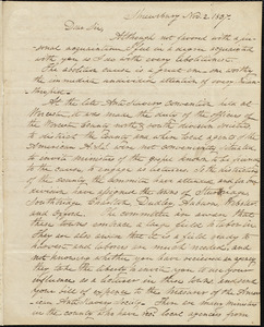 Letter from Thomas Walter Ward, Shrewsbury, [Mass.], to Samuel May, Jr., Nov. 2. 1837