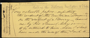 Notes on envelope from John Hopkins Morison, [1844?]