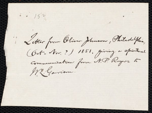 Letter from Oliver Johnson, Philadephia, [Pa.], to William Lloyd Garrison, [October], 1851