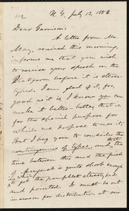 Letter from Oliver Johnson, N.[ew] Y.[ork], [N.Y.], to William Lloyd Garrison, July 13, 1853