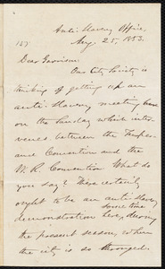 Letter from Oliver Johnson, [New York?],[N.Y], to William Lloyd Garrison, Aug. 25, 1853