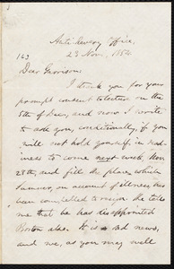 Letter from Oliver Johnson, [New York, N.Y. ?], to William Lloyd Garrison, 23 Nov[ember], 1854