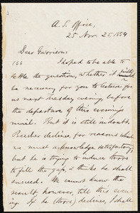 Letter from Oliver Johnson, [New York, N.Y. ?], to William Lloyd Garrison, Nov[ember] 25, 1854