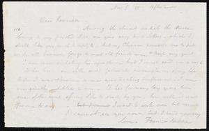 Letter from Francis Jackson, [Place of publication not identified], to William Lloyd Garrison, Nov[ember] 3 [18]55
