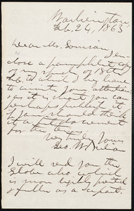 Letter from George Washington Julian, Washington, [D.C.], to William Lloyd Garrison, Feb[ruary] 24, 1863