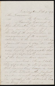 Letter from Charles Jidd, Lexington, [Mass.], to William Lloyd Garrison, Oct[ober] 7, [18]64